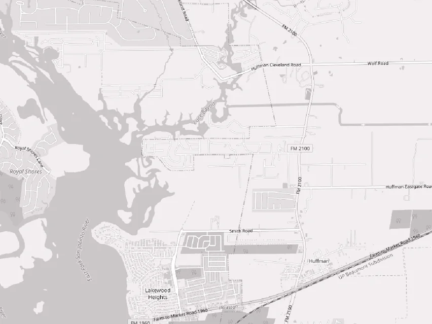 Map of the Huffman, TX area